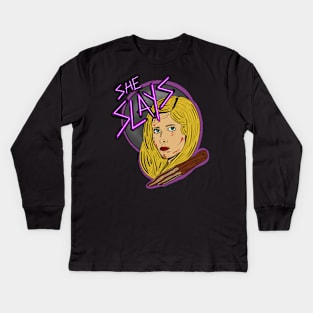 She Slays Buffy The Vampire Slayer Kids Long Sleeve T-Shirt